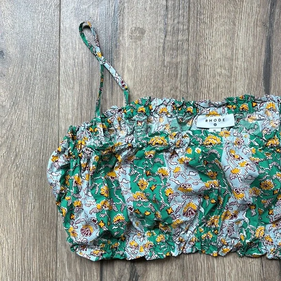 Rhode Skin Tops Rhode X Target Floral Crop Top Women’s XL Green Yellow Elastic - Picture 5 of 11